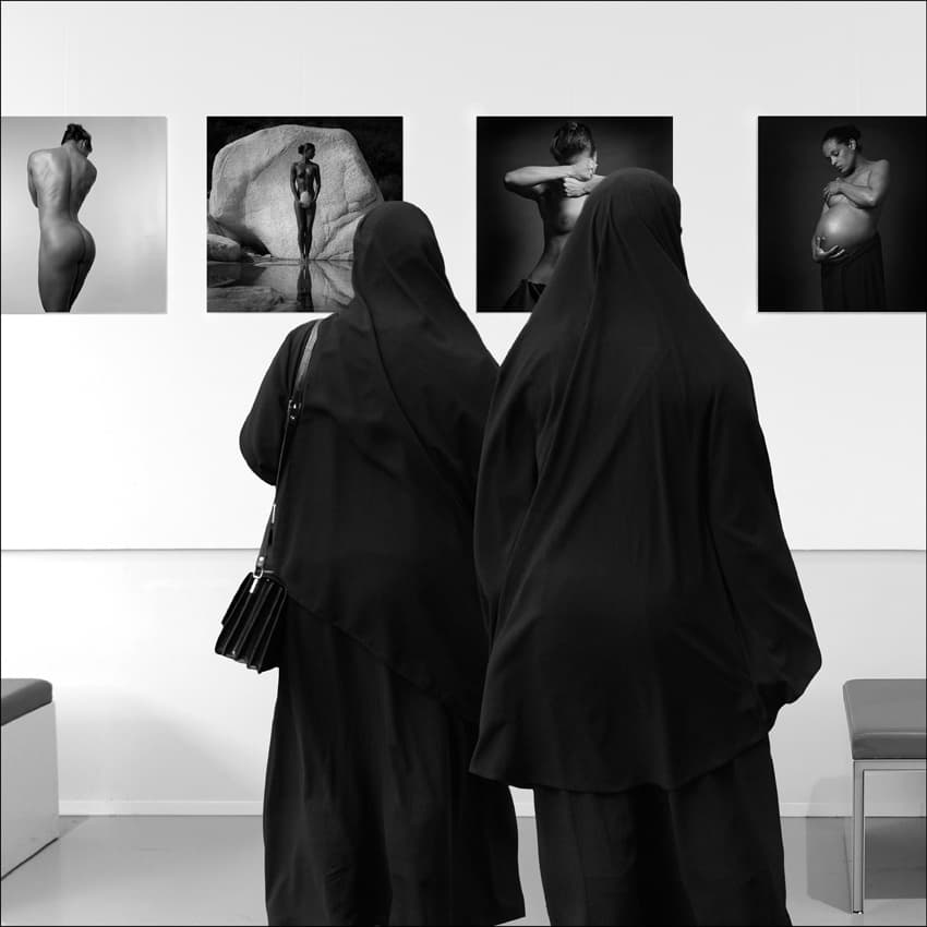 Women Viewing Art by Huib Limberg — canvas wall art