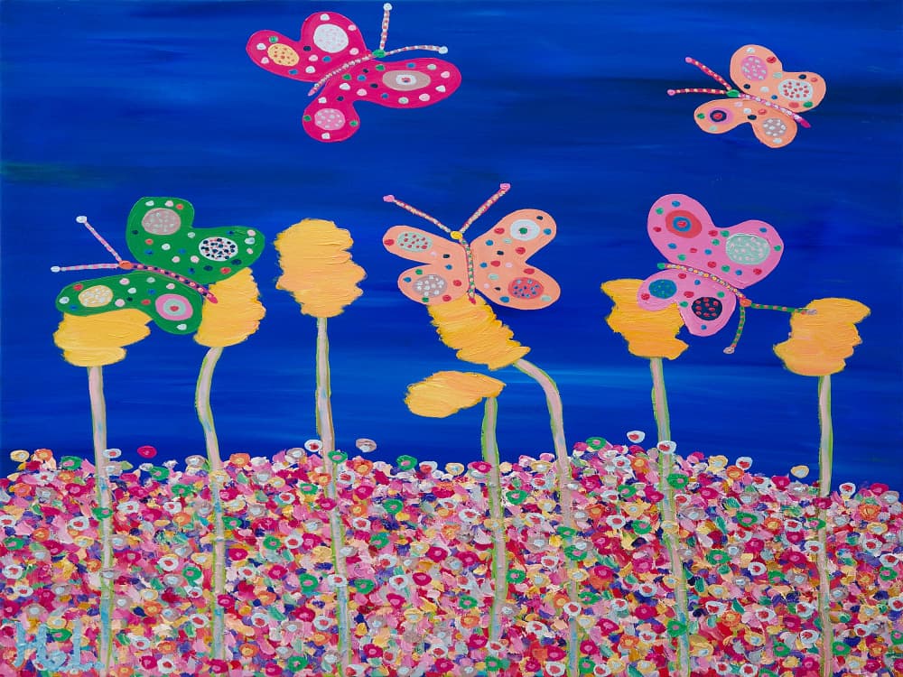 Colorful Butterfly Garden by Helen Joynson — canvas wall art