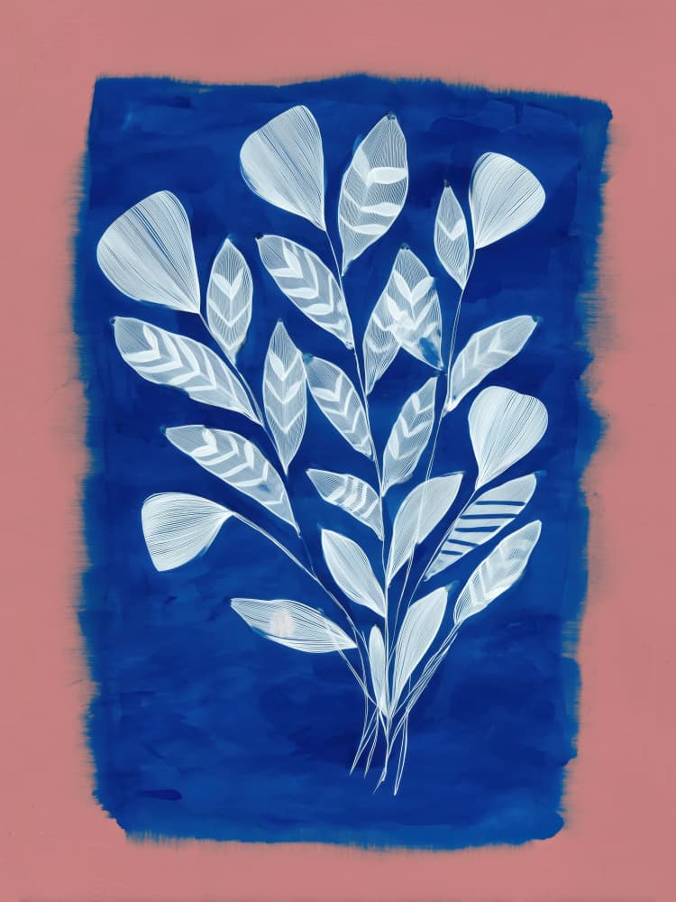Serene Indigo Leaves by City Art — canvas wall art