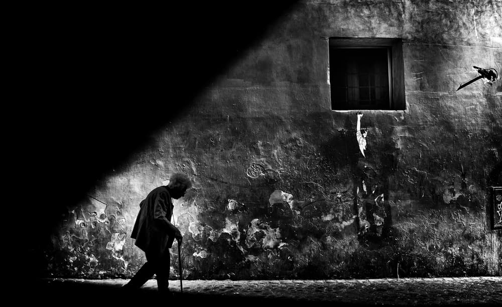 Old Man's Urban Shadow by Antonio Grambone — canvas wall art