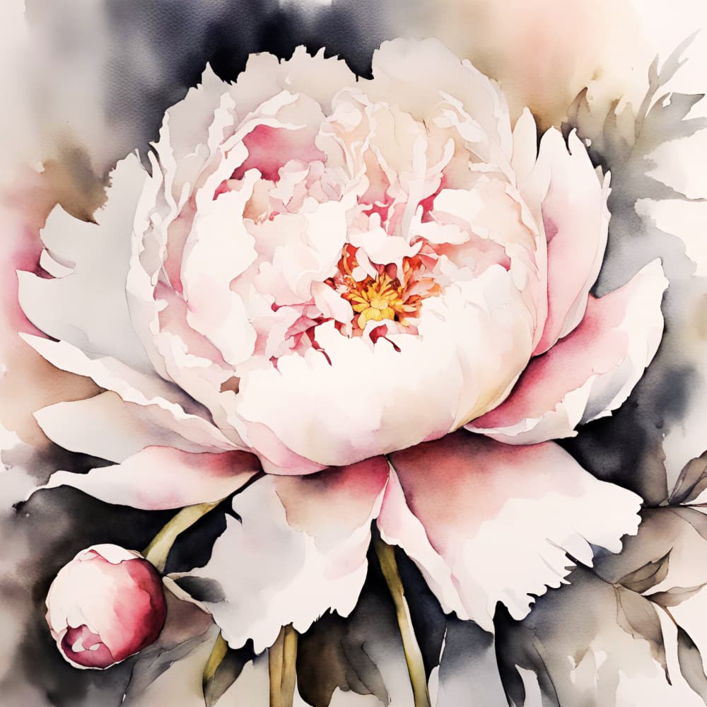 Blushing Peony Watercolor by Ohkimiko — canvas wall art