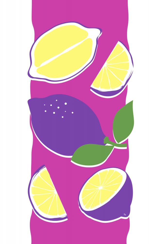 Purple and Yellow Lemons by Martina — canvas wall art