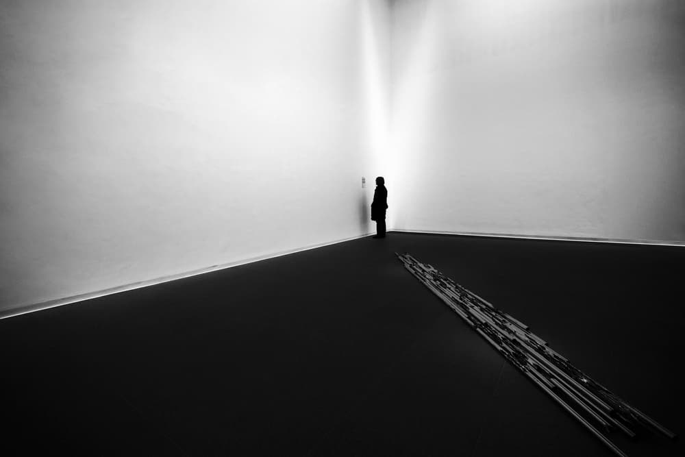 Minimalist Gallery Contemplation by Denis — canvas wall art