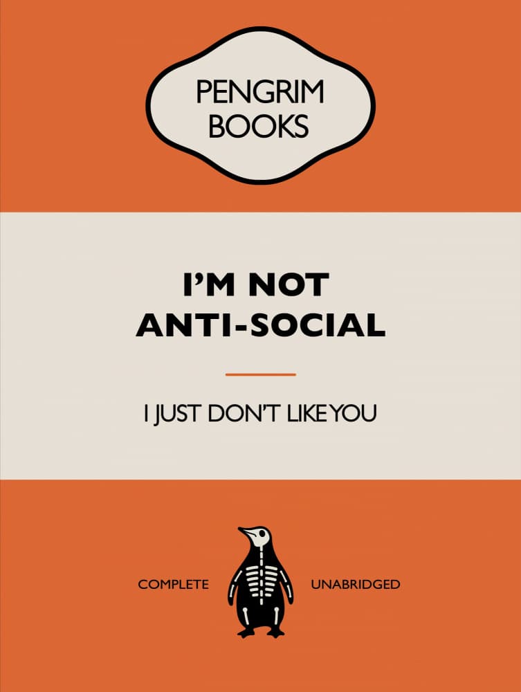 Anti Social Penguin Humor by Retrodrome — canvas wall art