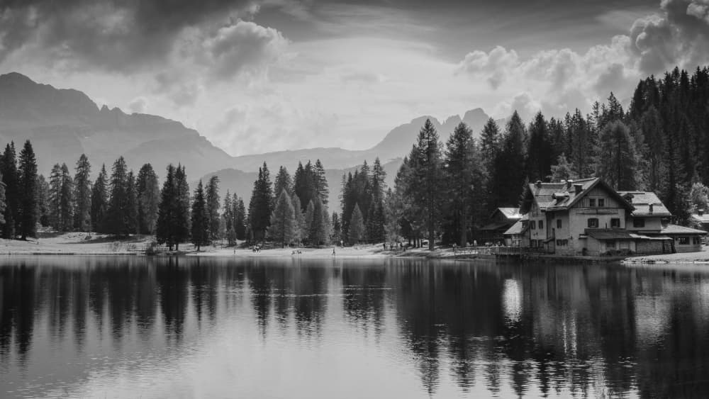 Alpine Lake House Reflection by Flavio Bertazzi — canvas wall art