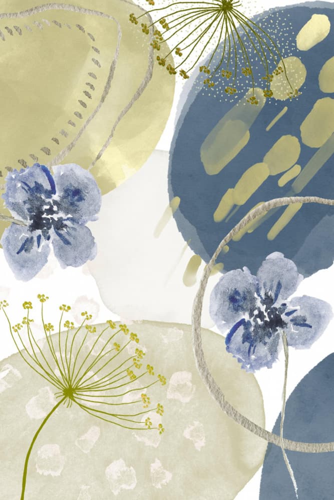 Abstract Blue Floral by Sally Ann Moss — canvas wall art