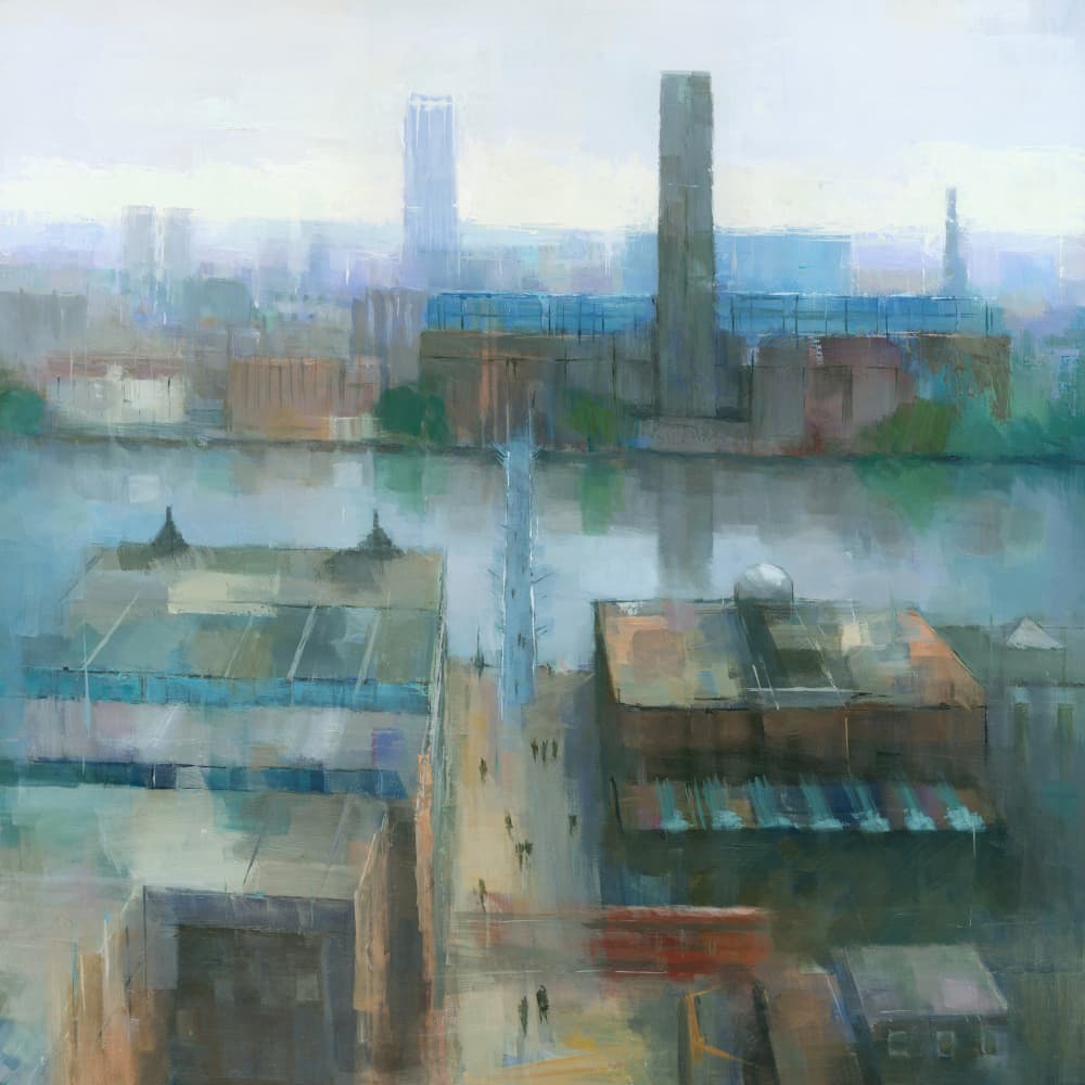 Misty Urban Riverside by Steve Mitchell — canvas wall art