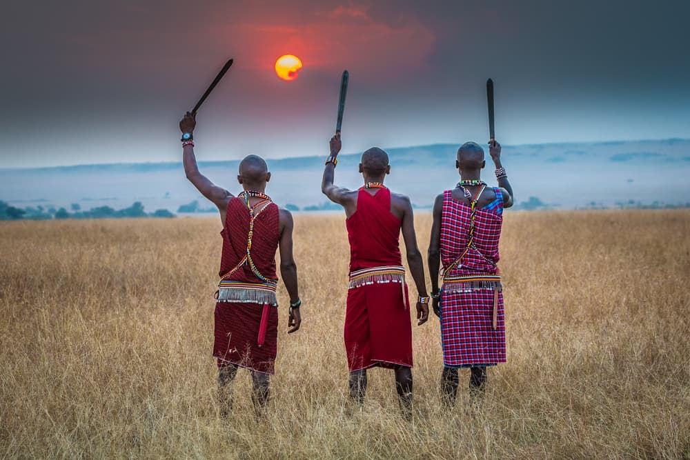 Maasai Warriors Sunset by Jeffrey C. Sink — canvas wall art