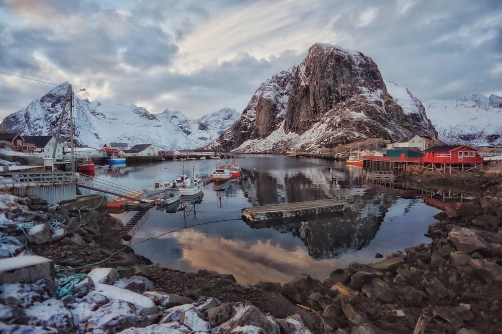 Lofoten Winter Village by Vincent Croce — canvas wall art