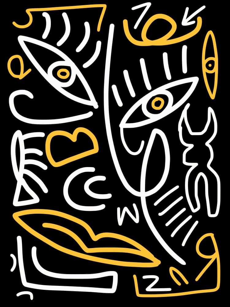 Abstract Face Line Art by Little Dean — canvas wall art