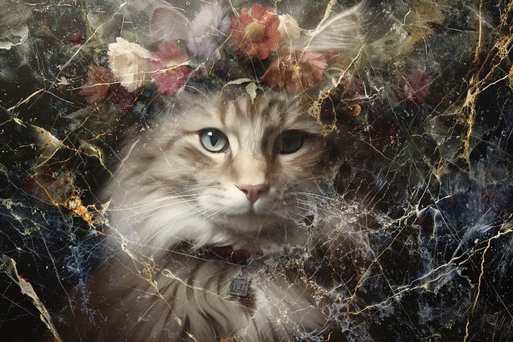 Majestic Floral Cat by Rafal Kulik — canvas wall art