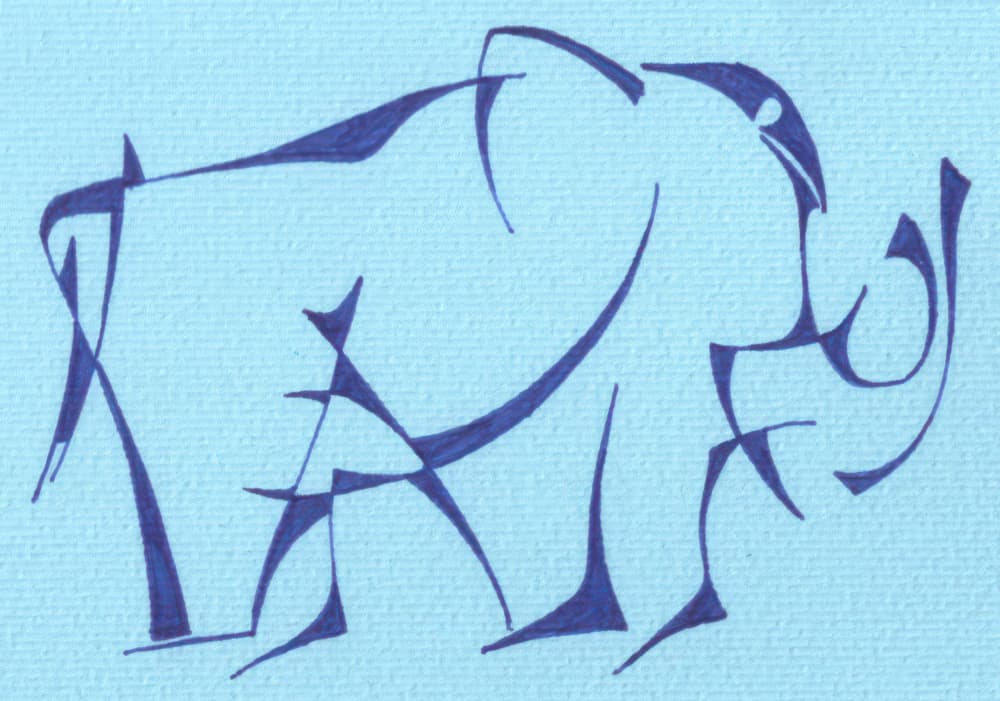Blue Abstract Elephant by Kulik — canvas wall art