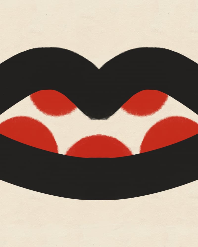 Black Lips Red Dots by Deepthi s — canvas wall art