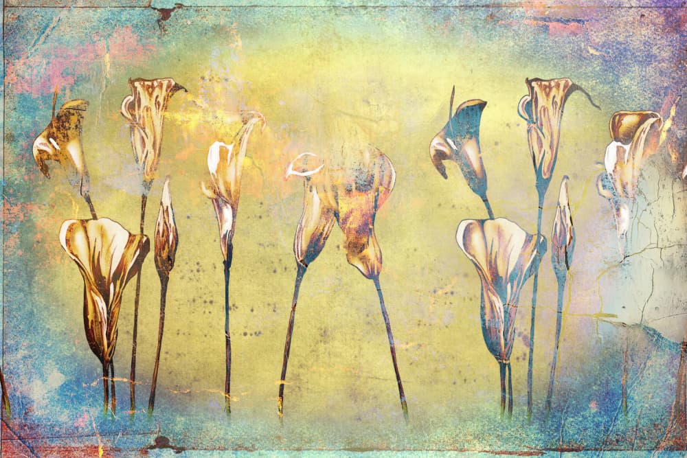 Abstract Golden Lilies by Rafal Kulik — canvas wall art