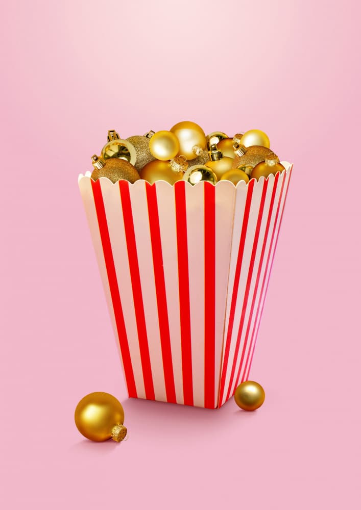 Golden Holiday Popcorn Box by Artem Pozdniakov — canvas wall art