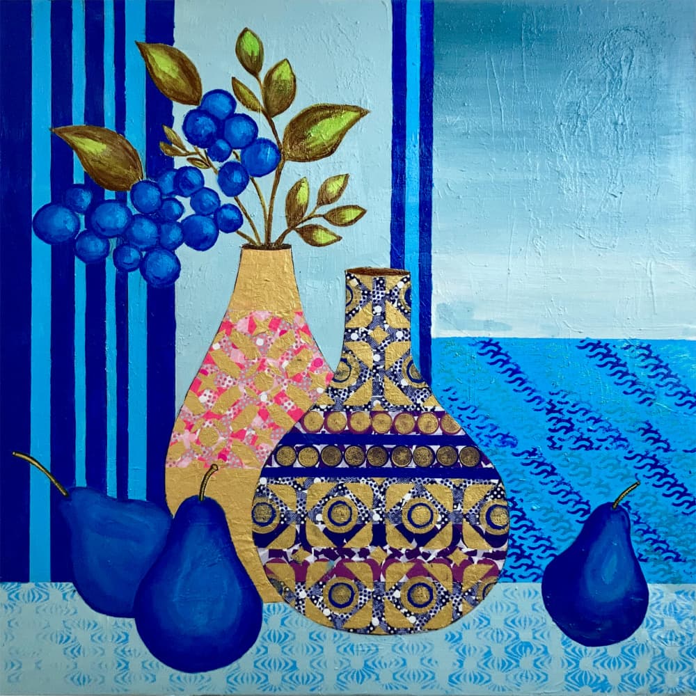 Blue and Gold Still Life by David Galan — canvas wall art