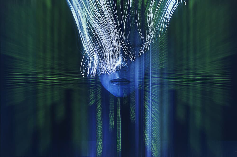 Glowing Cyber Face by Desislava Ignatova — canvas wall art