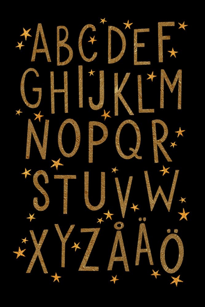 Sparkling Golden Alphabet by EMELIEmaria — canvas wall art