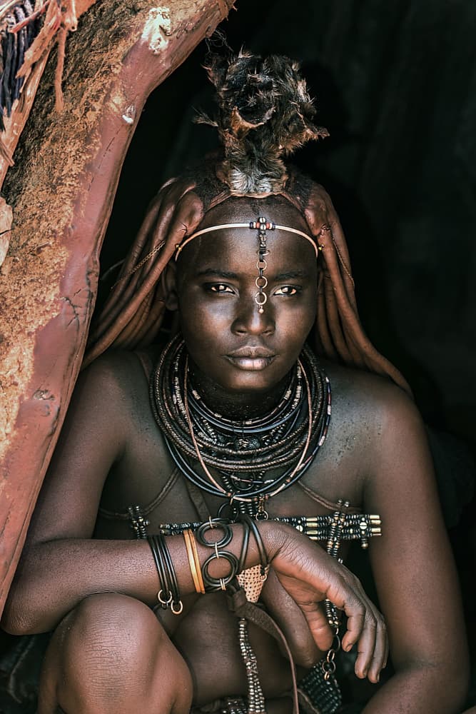 Himba Woman Portrait by Irene Perovich — canvas wall art
