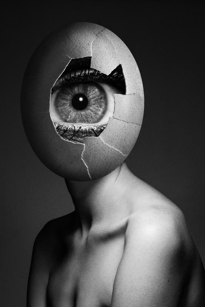 Cracked Eggshell Gaze by Jackson Carvalho — canvas wall art