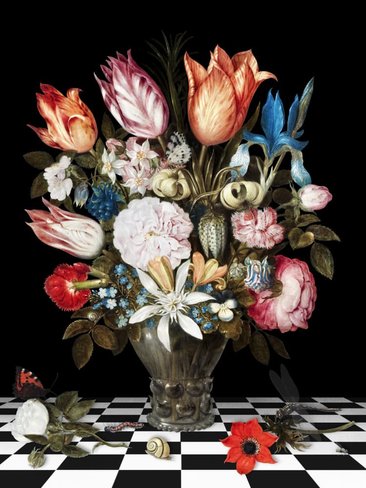 Opulent Floral Still Life by Marja van den Hurk — canvas wall art