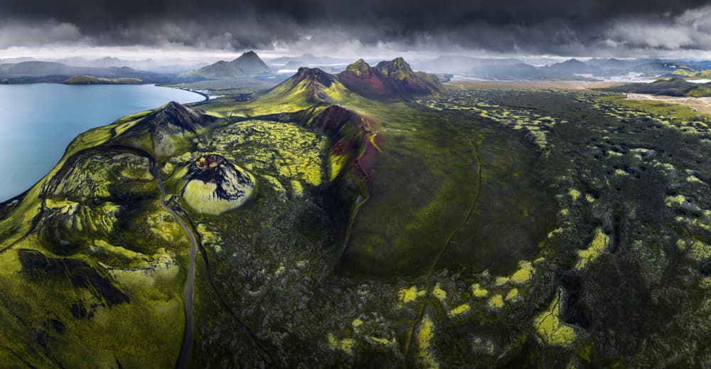 Dramatic Volcanic Greens by Karol Nienartowicz — canvas wall art