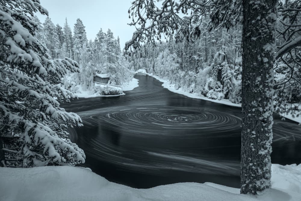 Winter River Ice Circles by YY DB — canvas wall art
