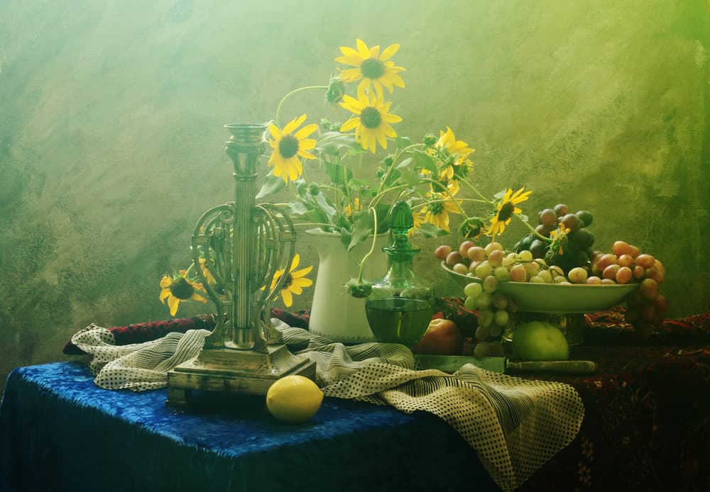 Elegant Still Life Sunflowers by UstinaGreen — canvas wall art
