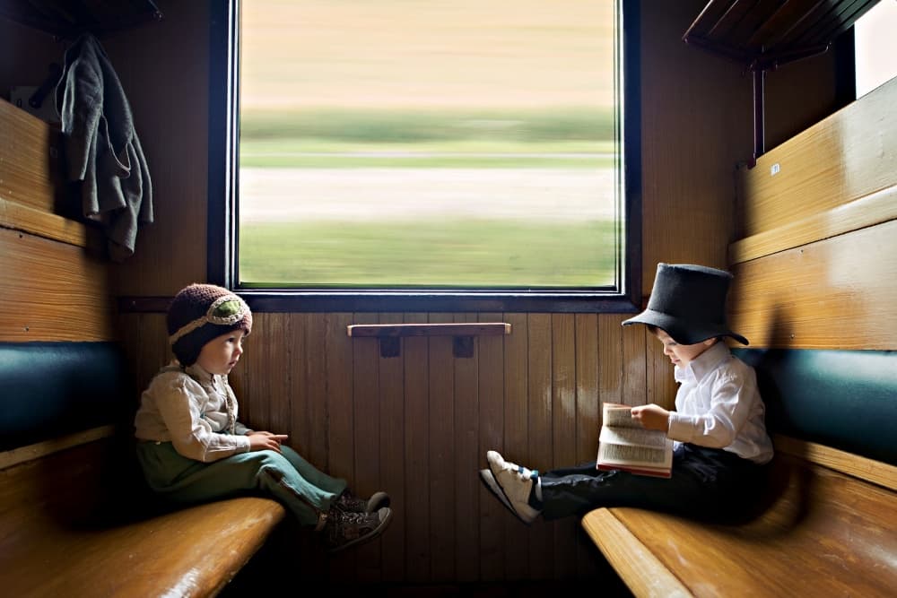 Young Boys Train Journey by Tatyana Tomsickova — canvas wall art
