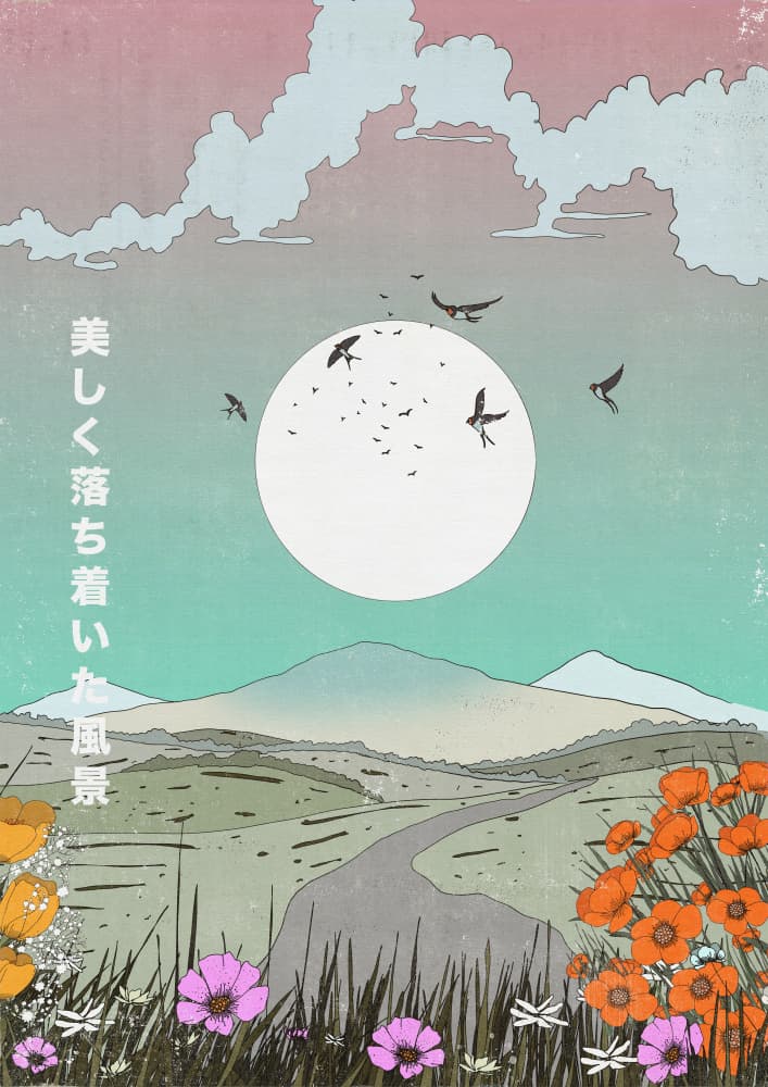 Serene Japanese Mountain Landscape by Nicholas — canvas wall art