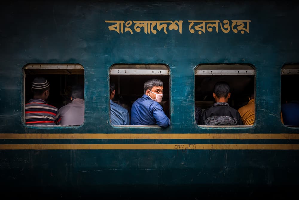 Bangladesh Train Passengers by Richard Huang — canvas wall art