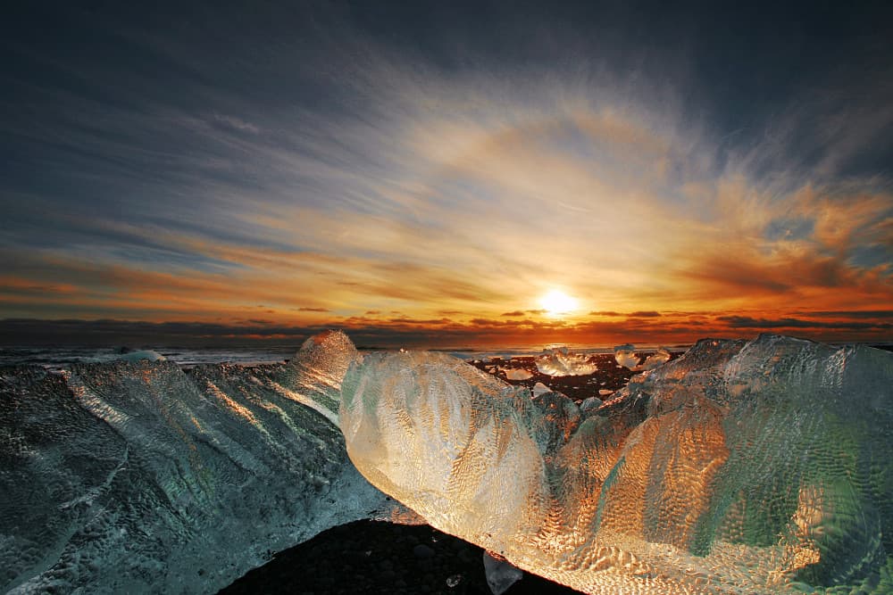 Golden Ice Sunset by Þorsteinn H. Ingibergsson — canvas wall art