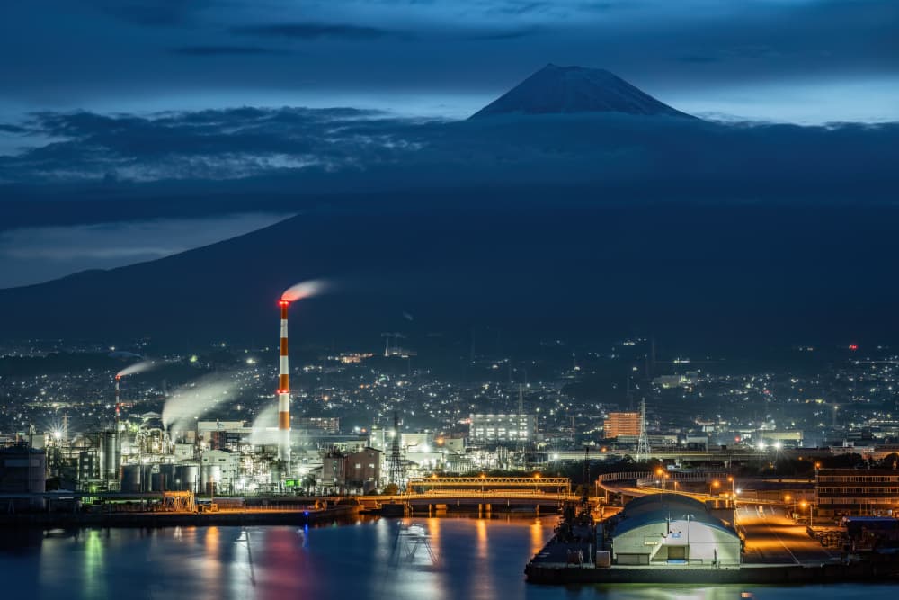Mount Fuji Industrial Twilight by Kobayashi Tetsurou — canvas wall art