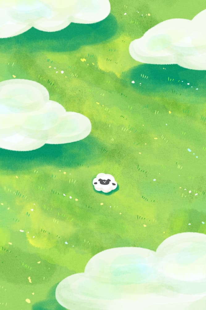 Cute Sheep Green Field by Xuan Thai — canvas wall art
