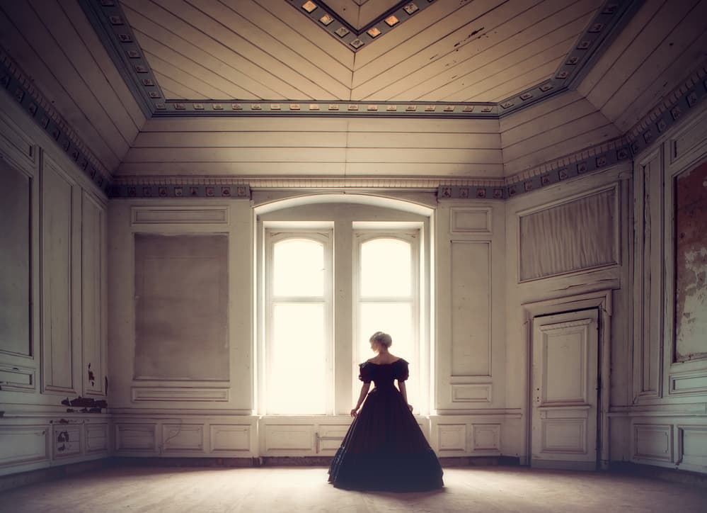 Elegant Woman Old Mansion by Magdalena Russocka — canvas wall art