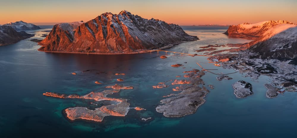 Golden Fjord Mountainscape by Luigi Ruoppolo — canvas wall art