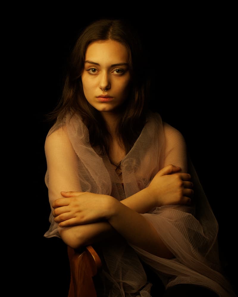 Dramatic Female Gaze by Mehdi Mokhtari — canvas wall art