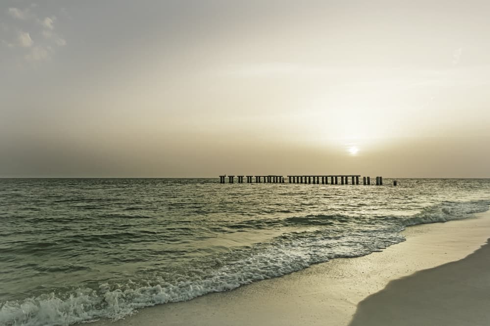 Golden Pier Sunset by Melanie Viola — canvas wall art