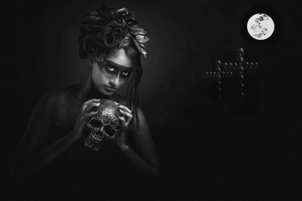 Dark Moon Skull Gaze by JAYATU CHANDRA DAS — canvas wall art