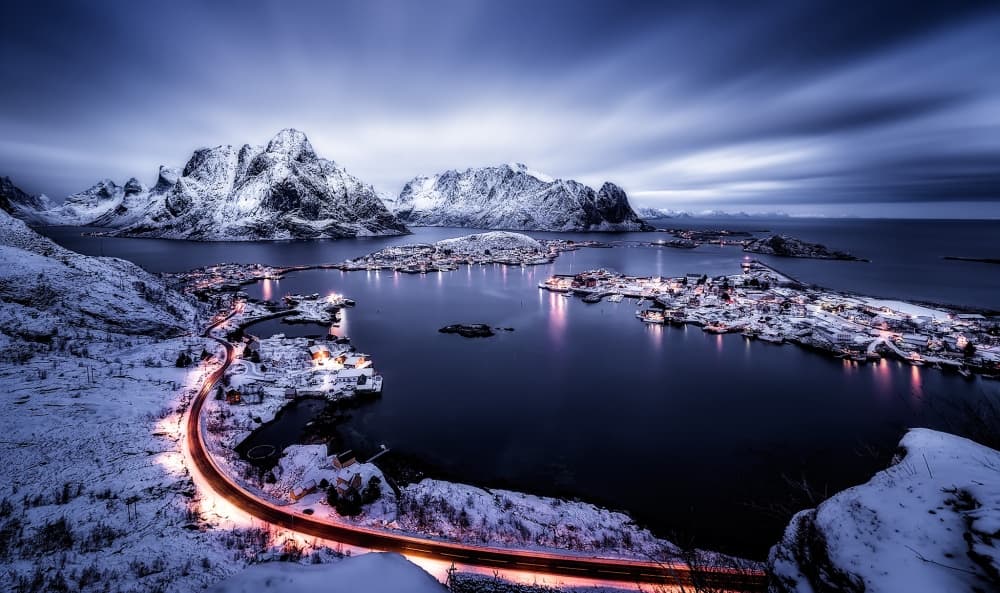 Glowing Winter Village by Javier de la Torre — canvas wall art