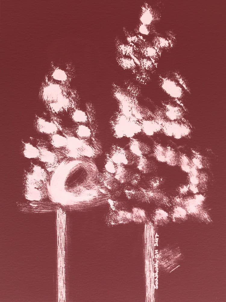 Crimson Winter Trees by Santhosh ch — canvas wall art