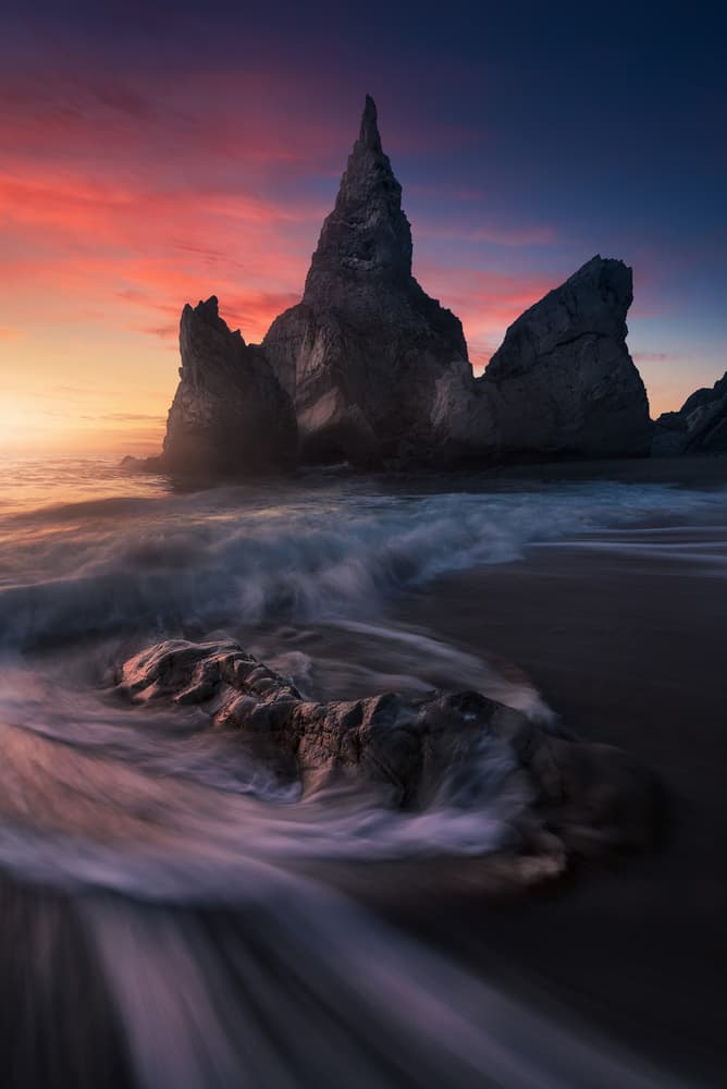 Vibrant Sea Stack Sunset by Carlos F. Turienzo — canvas wall art