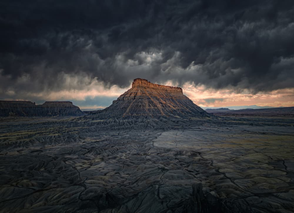 Golden Mesa Storm by Bing Li — canvas wall art