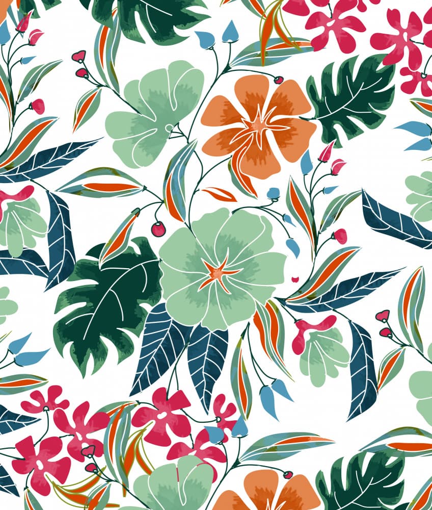 Lush Tropical Blossoms by Uma Gokhale — canvas wall art