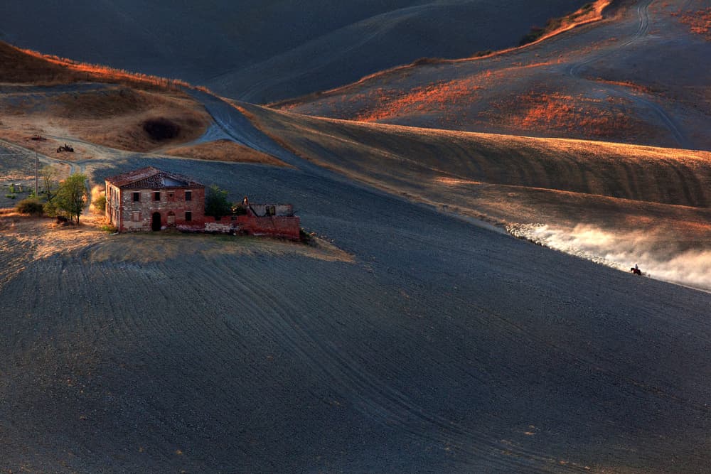 Golden Hills and Lone Farmhouse by Massimo Della Latta — canvas wall art