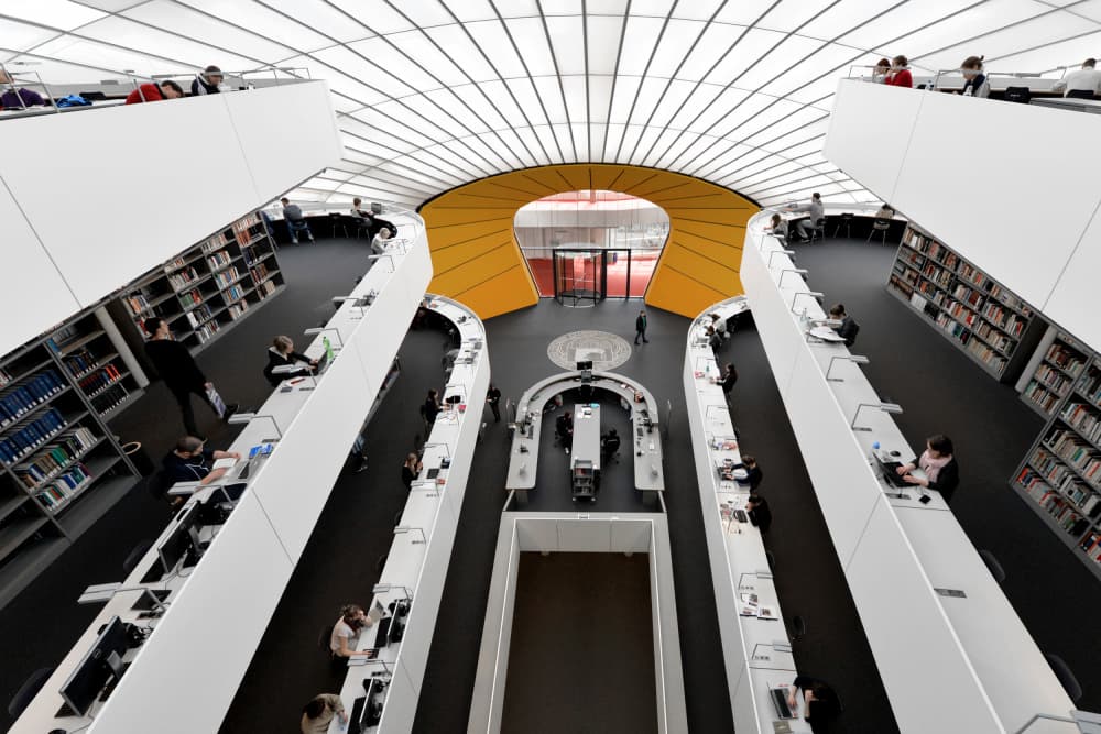 Modern Library Study Hall by Jorge Pimenta — canvas wall art