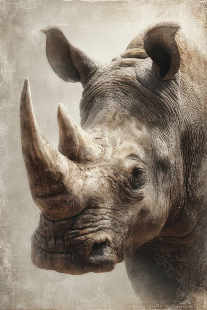 Majestic Rhino Portrait by Rafal Kulik — canvas wall art