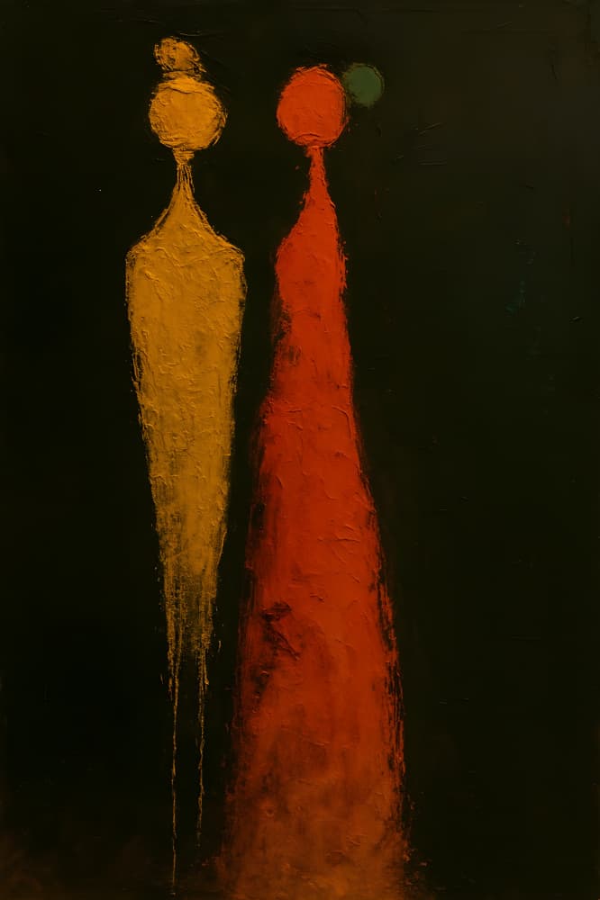 Abstract Couple on Black by HUGO — canvas wall art