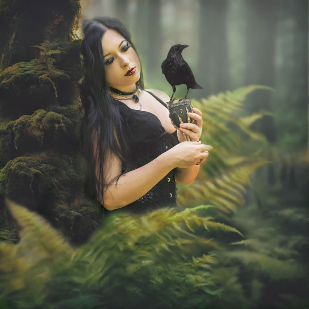 Gothic Woman and Raven by Ewa Całkosińska-Kajzer — canvas wall art