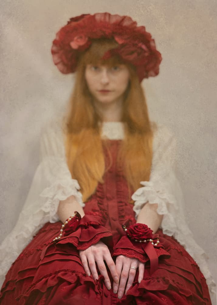 Redhead in Red Ruffles by Joanna Ras — canvas wall art